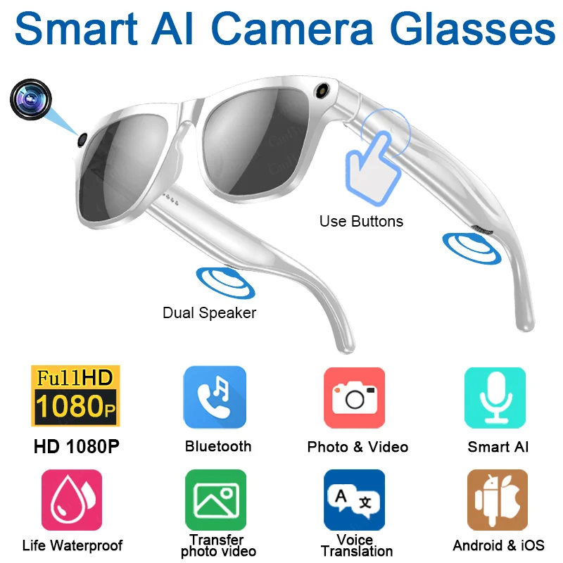 Ekskluzywne Inteligentne Okulary AI z Kamerą Full HD 💎