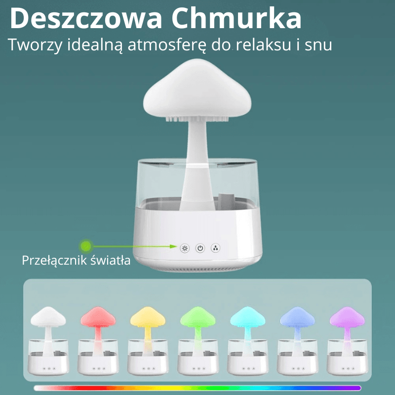 Deszczowa Chmurka - Dyfuzor Aromaterapii z Kolorową Lampą 💧