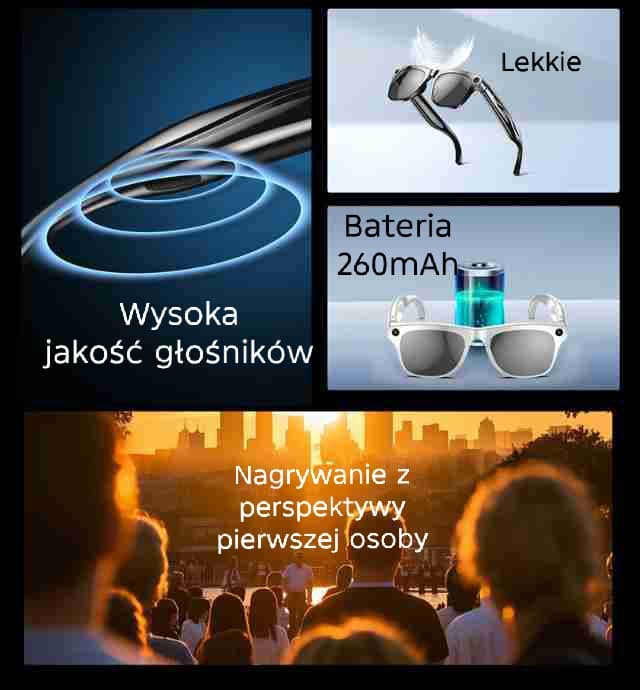 Ekskluzywne Inteligentne Okulary AI z Kamerą Full HD 💎