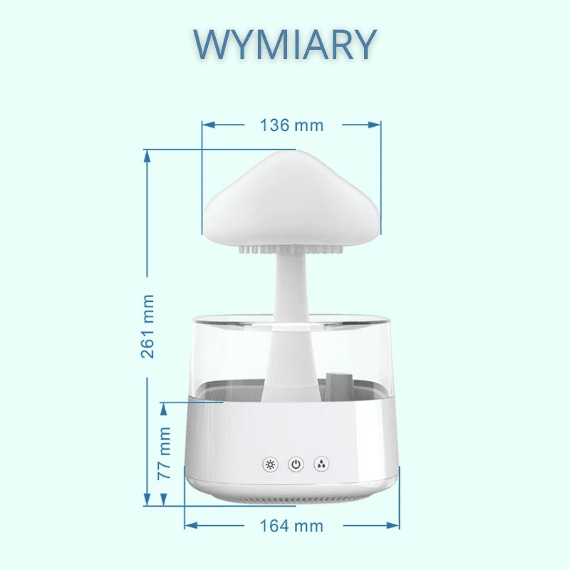 Deszczowa Chmurka - Dyfuzor Aromaterapii z Kolorową Lampą 💧