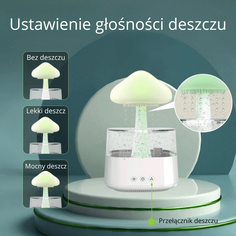 Deszczowa Chmurka - Dyfuzor Aromaterapii z Kolorową Lampą 💧