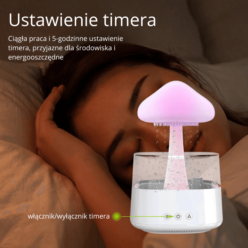 Deszczowa Chmurka - Dyfuzor Aromaterapii z Kolorową Lampą 💧