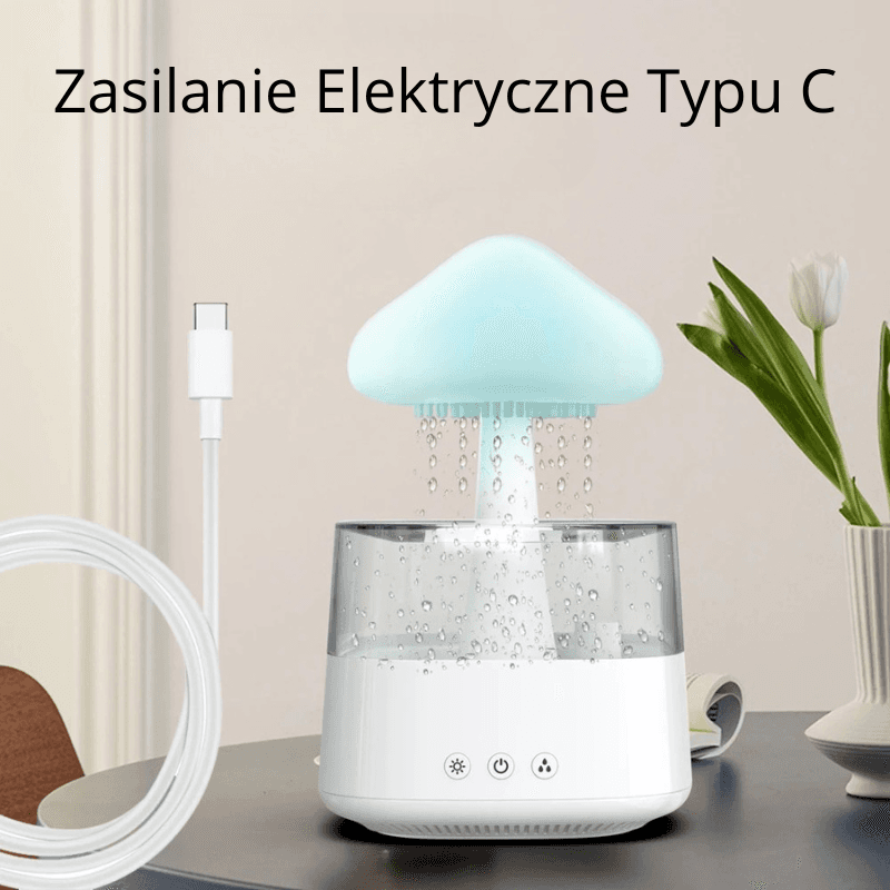 Deszczowa Chmurka - Dyfuzor Aromaterapii z Kolorową Lampą 💧