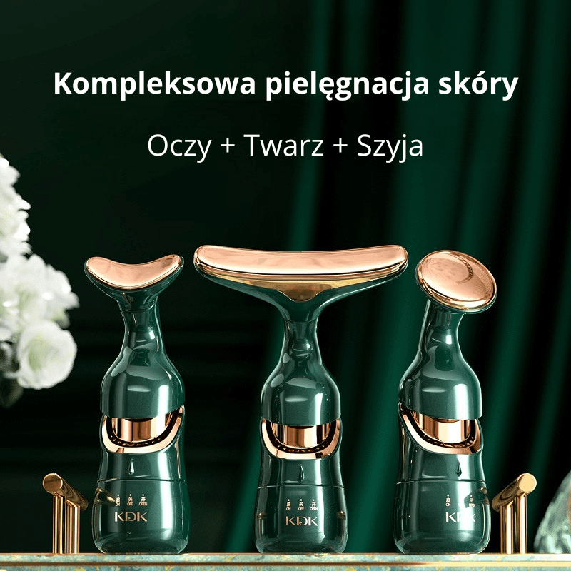 3w1 Urządzenie do liftingu twarzy, masażu oczu i szyi z funkcją ujędrniania skóry i zwalczania starzenia 🌟